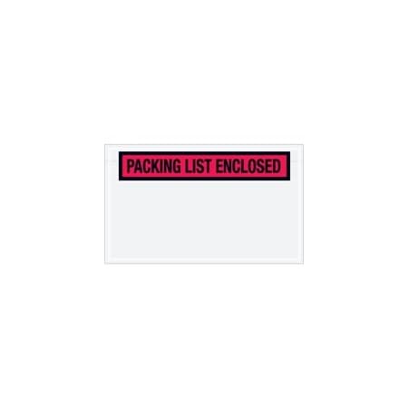 Bubblefast 4 1/2 x 7 1/2'' Red ''Packing List Enclosed'' Envelopes, 1000PK BFPL461