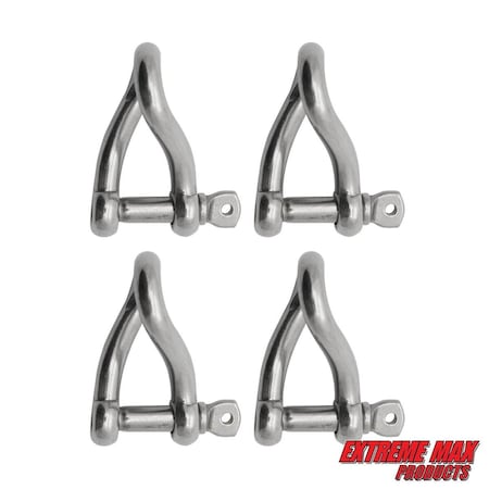 Extreme Max Extreme Max 3006.8222.4 BoatTector Stainless Steel Twist Shackle - 1/2", 4-Pack 3006.8222.4