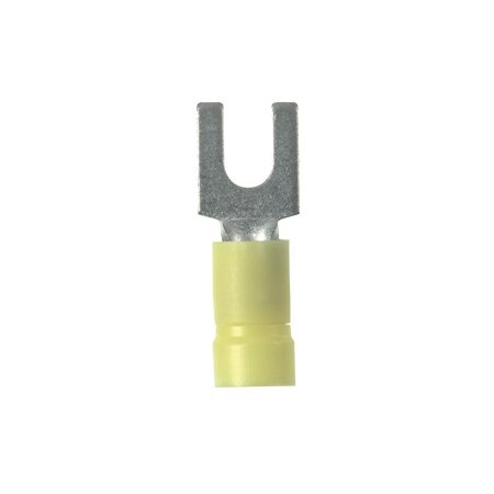 Panduit Fork Terminal, #10 Stud Size, 10 AWG, Vinyl Insulated, Yellow, 25 PK EV10-10FB-Q