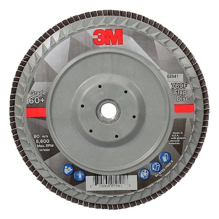 3M Flap Disc, 7 in Dia, 5/8 in Arbor, 60 Grit 7100178191
