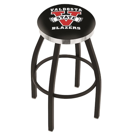 Holland Bar Stool Co 25" Blk Wrinkle Valdosta State Swivel Bar Stool, Chrome Ring L8B2C25ValdSt