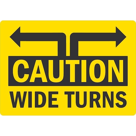 Lyle Caution Wide Turns (W/Arrow), 5x3.5, Non-Reflective, Yellow G-16814-ND_5x3.5