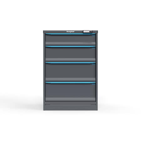 Strong Hold 4 drawer cabinet - (1x 6ft, 1x 8ft, 2x 10ft) - Blue accents - Electronic Lock S3044-PPRAS-0402FS