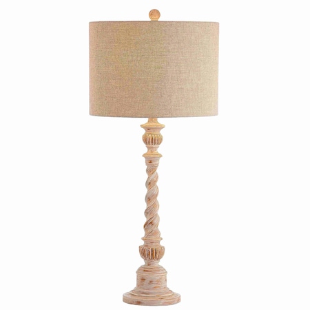Jonathan Y Regent 33" Rustic Resin LED Table Lamp, White Wash JYL3031A