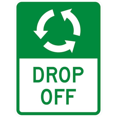 Lyle Drop Off with Anti-clockwise Arrows, 18x24, High Intensity Prismatic, White G-10564-HI_18x24