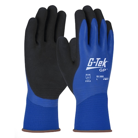 G-Tek Seamless Knit Polyester Glove with Double Dipped Latex MicroSurface Grip, Waterproof, 12PK 55-1600/XL