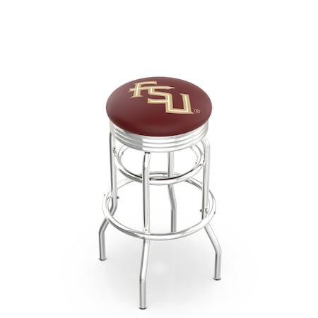 Holland Bar Stool Co 25" Chrome 2-Ring Florida State Script Swivel Bar Stool, Accent Ring L7C3C25FSU-FS