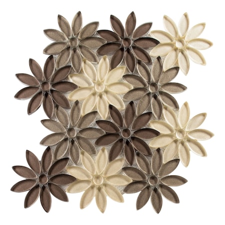 Andova Tiles SAMPLE-Fresh Asterim Brown Novelty Flower Glass Wall & Floor Mosaic Tile SAM-ANDFRE390