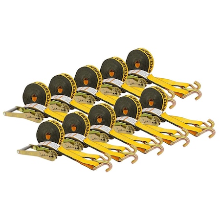 Mytee Products Kinedyne 2in x 30ft Yellow Ratchet Strap w/ Wire Hook, 10PK RS230WH-Kx10