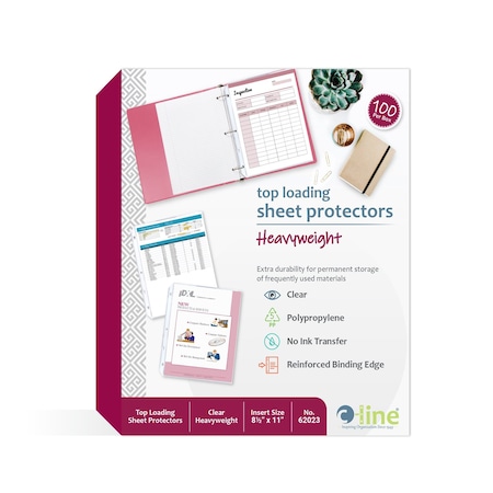 C-Line Products 8-1/2" x 11" Clear Heavyweight Poly Sheet Protectors, 100/BX 62023
