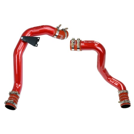 Hps Performance Hot & Cold Side Charge Pipe with Orange CAC Hose Intercooler Boots, Red,  17-105R