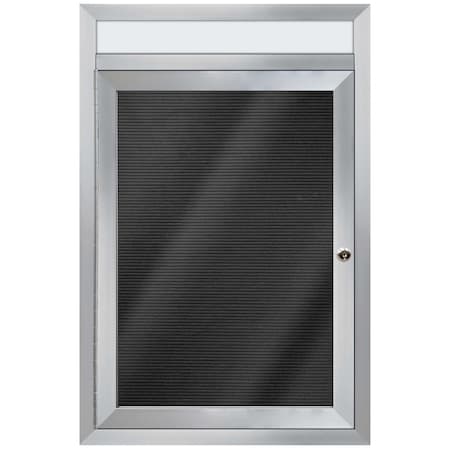 Aarco Enclosed Letter Board Directory w/ Clear Satin Anodized Al Frame and Header, 24''Hx18''W, 1 Door ADC2418H
