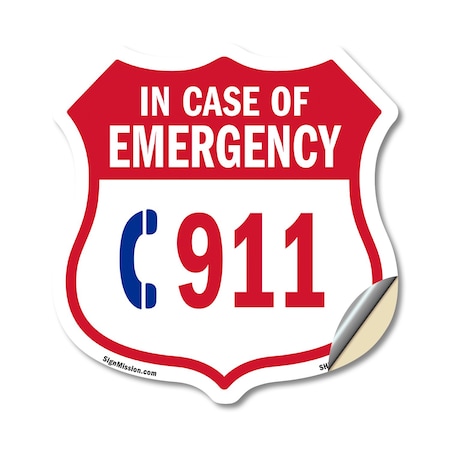 Signmission Emergency 911 Phone Shield Sign In Case, 18 Inch X 18 Inch, Vinyl Decal SHI-D-18-380