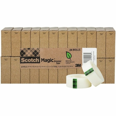 Scotch 3/4"W Magic Greener Tape, 25 yd L, Clear, 24 PK MMM81224P