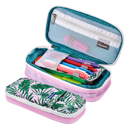 Its Academic Expanding Pencil Case, For Office & School Supplies, Travel Organizer Bag, High Capacity, Palm Tree 24361-PM