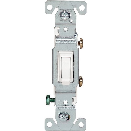 Eaton Wiring Devices Toggle Switch, 15 A, 120 V, Push-In Terminal, 5-20R, Polycarbonate Housing Material C1301-7W
