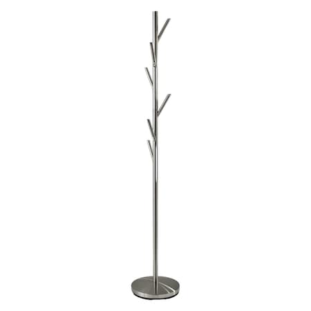 Homeroots 67in Brushed Steel Coat Tree Rack 372943