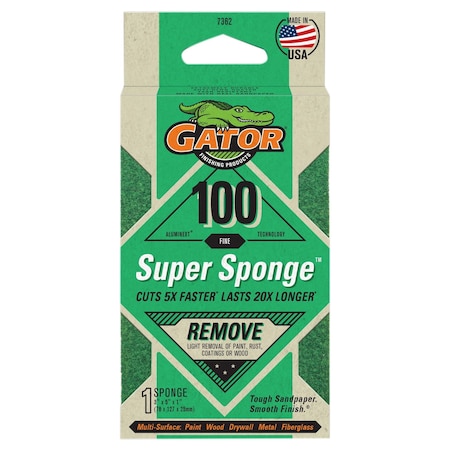 Gator Finishing AlumiNext Sandpaper Remove Super Sponge, 100 Fine Grit 7362