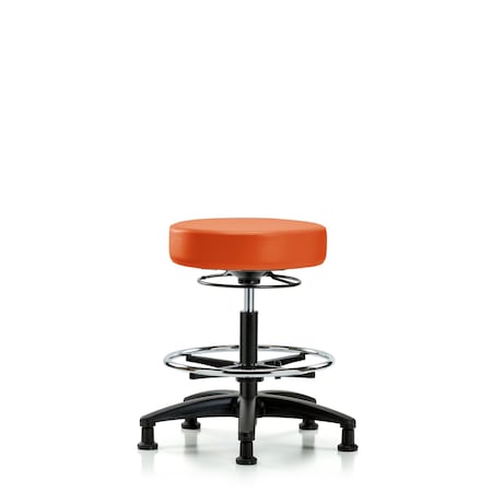 Blue Ridge Ergonomics Bench Stool, Med, Vinyl, CF, Glides, Orange BR-VMBSO-RG-CF-RG-8613
