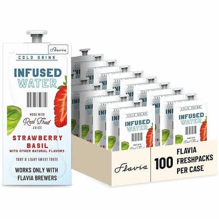 Flavia Strawberry Basil Infused Water Freshpack, Strawberry Basil, 0.11 oz Pouch, 100PK 48053
