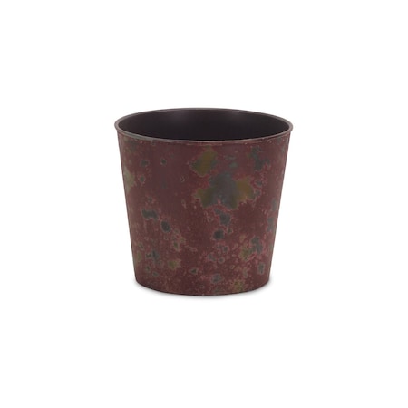 Homeroots 7in Red Recycled Plastic Indoor Outdoor Round Pot Planter 488227