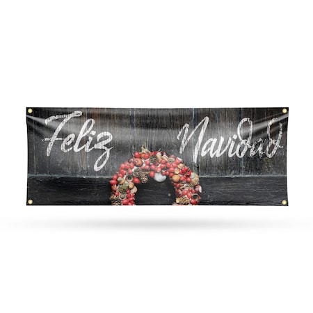 Signmission Feliz Navidad, 18 Inch x 48 Inch, Vinyl Banner B-30624