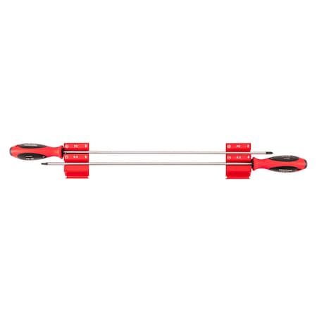 Tekton Phillips and Slotted Screwdriver Set w/Red Modular Organizers-18in Shanks, 2pc (#2, 6.5mm) DWZ90114
