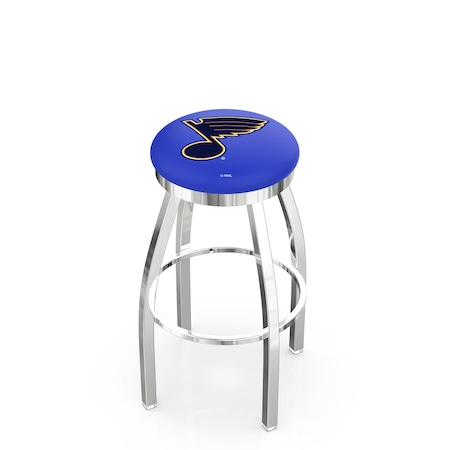 Holland Bar Stool Co 25" Chrome St Louis Blues Swivel Bar Stool, Accent Ring L8C2C25STLBlu