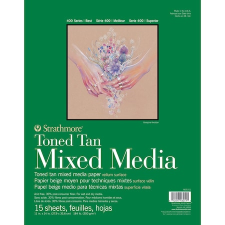 Strathmore 400 Series Mixed Media Pad, Toned Tan, Glue Binding, 15 Sheet, 11x14 inch P462-211