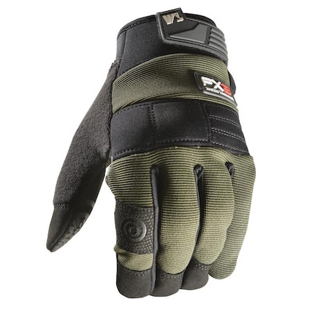 Wells Lamont FX3 Men's Indoor/Outdoor Work Gloves Black/Gray/Green L, Pair 7857L