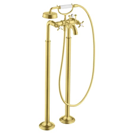 Axor 2-Handle Freestanding Tub Filler Trim w/ Cross Handles and 1.8 GPM Handshower in Brushed Gold Optic 16562251
