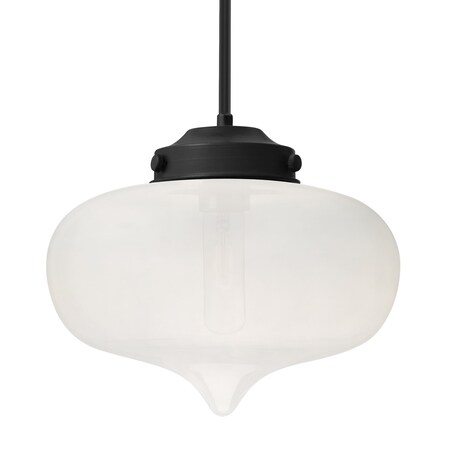 Besa Lighting Besa Mira Pendant, Frost, Black Finish, 1x 60W MAX E26 Base 1TT-MIRAFR-BK