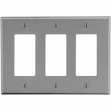 Hubbell Wiring Device-Kellems Rocker Wall Plate, Number of Gangs: 3 Plastic, Satin Finish, Graphite P263GY