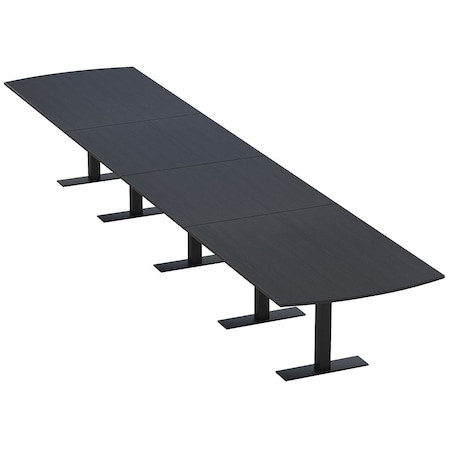 Skutchi Designs 18ft Conference Table W/ Power Unit | 18 Person Modular Arc Rectangle Meeting Table | Harmony Series HAR-AREC-48X216-T.BK-U999ST19-NA