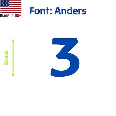 Aacc Self-Adhesive Vinyl Number: 3, Size: 28 cm. Color: Blue Font: Anders, 12PK AACC-Anders-N3-Blue-M28x12
