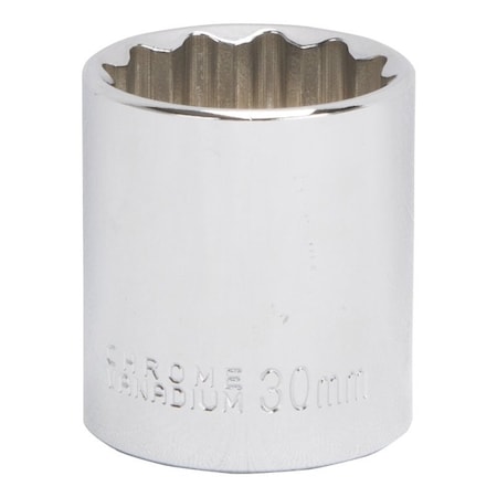 Vulcan Drive Socket, 30 mm Socket, 1/2 in Drive, 12-Point, Chrome Vanadium Steel, Chrome, MT6534184 MT6534184