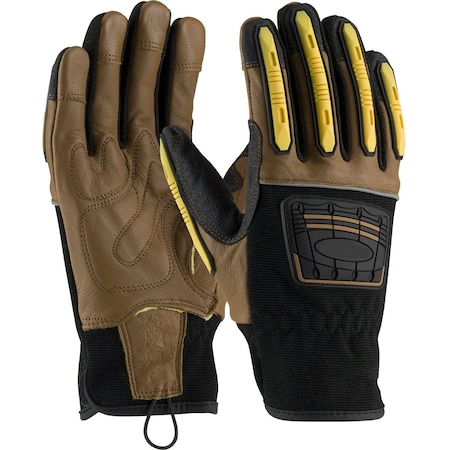 Pip Goatskin Leather Palm Glove w/Dorsal Impact Protection and A4 Kevlar Blend Lining, TPR Finger Guards 4474