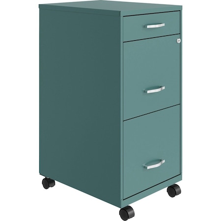 Nusparc 3-Drawer Mobile Vertical File Cabinet, 14.2" x 18" x 29.5", Teal NPRVF318BMTL