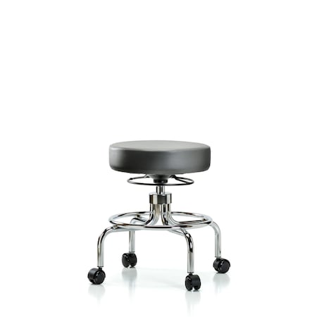 Blue Ridge Ergonomics Vinyl Screw-Lift Stool, Med Bench, Casters, Sterling BR-VSLMD-CR-RC-8840