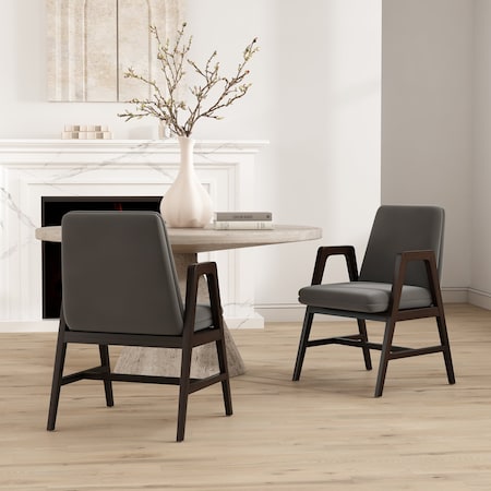 Manhattan Comfort Stella Dining Armchair in Graphite, 2PK 2-DC101AR-GY