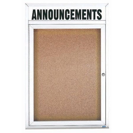 Aarco Illuminated Enclosed Bulletin Board w/ Header White Powder Coated Al Frame, 24''Hx18''W DCC2418RHIW