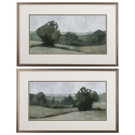 Set of Two Green Trees Framed Art, 2PK