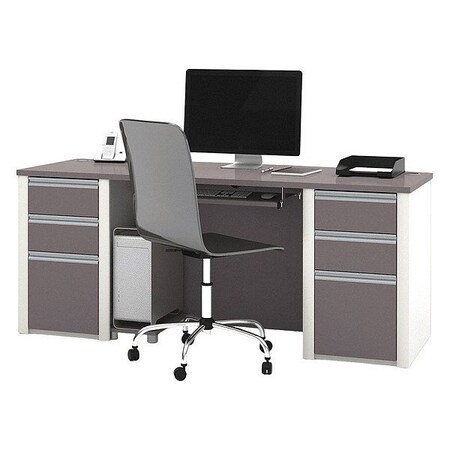 Bestar Executive Desk Executive Desk, 29.8" D X 30.4" H, 71.1" W X Melamine, Slate/Sandstone 93850-59