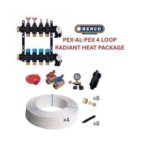 Henco Infloor radiant heating set - PEX-AL-PEX + composite manifold - 850 - 1140 sqft 806365