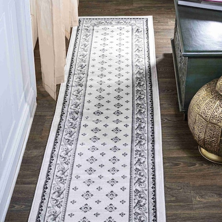 Jonathan Y Acanthus French Border Cream/Light Gray 2 ft. x 8 ft. Runner Rug MDP504B-28