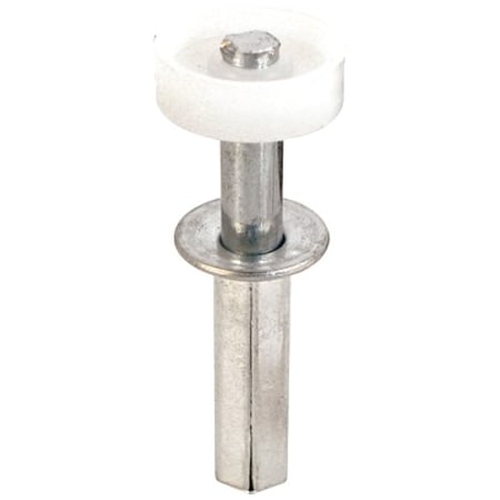Prime-Line Door Roller, 7/8 in Dia Roller, 1/4 in W Roller, Nylon/Steel, Silver, 1-Roller, 50 lb, Top Mounting N 6544