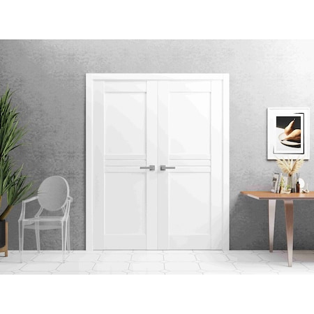 Vdomdoors Double French Interior Door, 72" x 84", Light Brown MELA7444DD-WS-7284