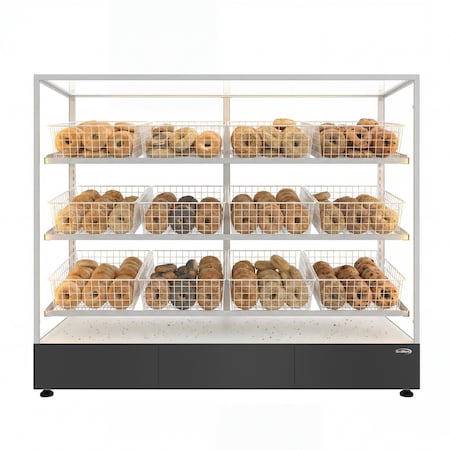 Koolmore 60 In. Floor Standing Bagel Bakery Display Case With 12 Baskets, Open Back With Side LED KM-FDC-B12