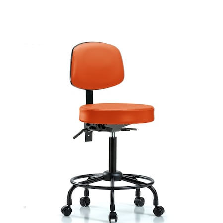 Blue Ridge Ergonomics Med Bench Stool, Vinyl, Bk, RT, Cast, Org, Caster Type: Rolling BR-VMBST-RT-T1-RC-8613
