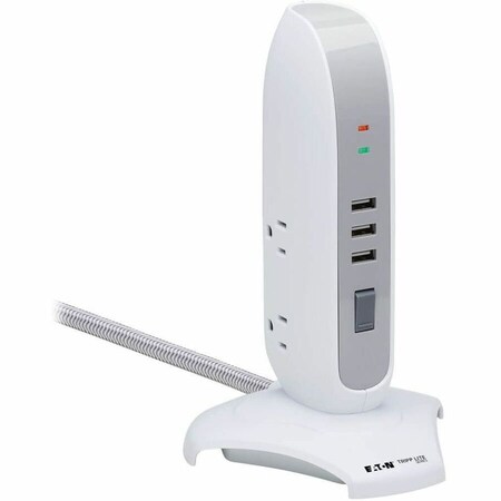 Eaton Tripp Lite Series 5-Outlet Surge Protector Tower, 3x USB Ports 3.1A Shared, 6 ft. Cord, 5-15P TLP66USB